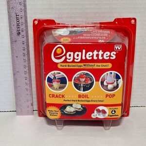 Egglettes Egg Cooker Hard Boiled Eggs without the Shell 4 Egg Cups AS SEEN ON TV